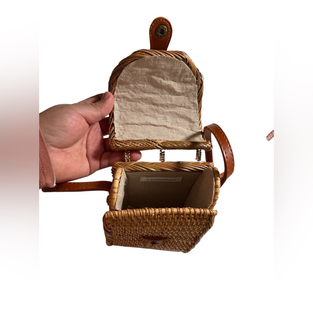 Anthropologie Bali Cellphone Crossbody Bag,100% Rattan,Linen 100% Cotton - Picture 6 of 10